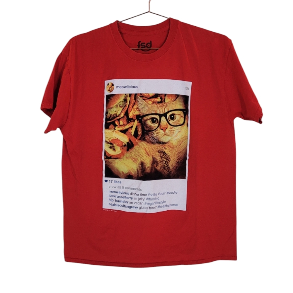 FSD Meowlicious Red Graphic T Shirt Size L 2017 Instagram